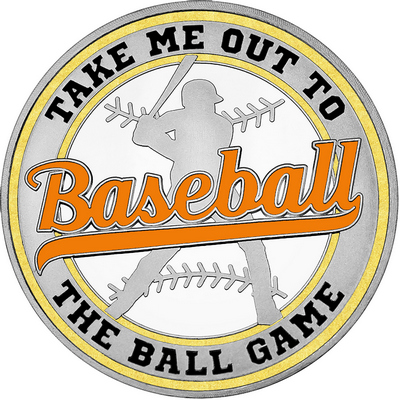 Orange "Baseball" with Gold Outer Circular Borders